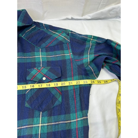 Wrangler Men's L Multicolor Plaid Pearl Snap Cotton Western Button-Up Shirt - Picture 4 of 6